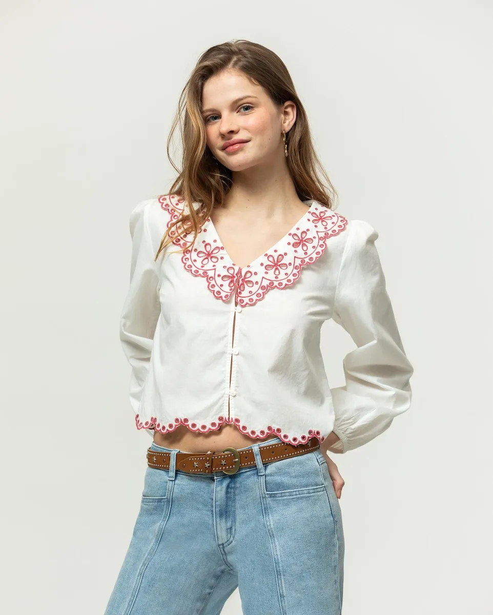 Женская блузка с V-образным вырезом и застежкой на пуговицы спереди Noon, белый
Женская блузка с V-образным вырезом и застежкой на пуговицы спереди Noon, белый