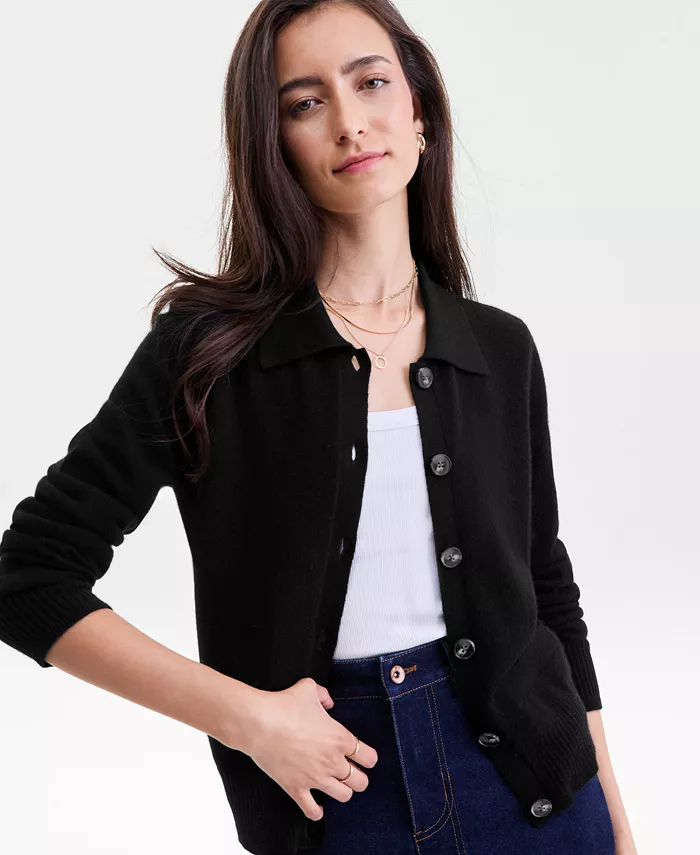 Женский укороченный кардиган из 100% кашемира с воротником Charter Club, черный
Женский укороченный кардиган из 100% кашемира с воротником Charter Club, черный