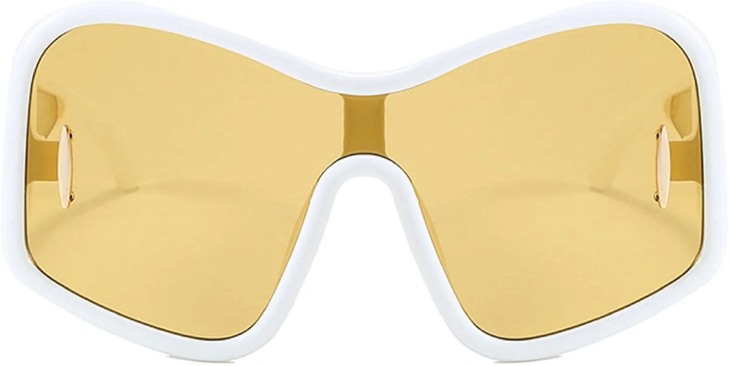 Крупные цельные женские солнцезащитные очки, модные солнцезащитные очки для мужчин с защитой от УФ-излучения UV400, трендовые женские очки mincl, White&yellow
Крупные цельные женские солнцезащитные очки, модные солнцезащитные очки для мужчин с защитой от УФ-излучения UV400, трендовые женские очки mincl, White&yellow