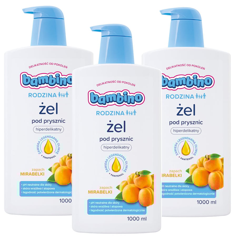 Гель для душа BAMBINO RODZINA Мирабелка 3000мл
Гель для душа BAMBINO RODZINA Мирабелка 3000мл