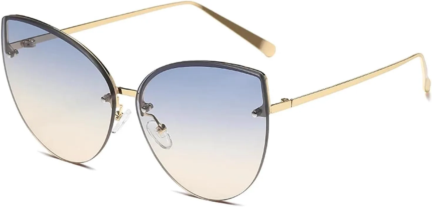 Винтажные солнцезащитные очки «кошачий глаз» без оправы, металлические линзы, градиентная защита от УФ-излучения UV400, летние очки UV400 HHZZYVY, Gold Blue Brown
Винтажные солнцезащитные очки «кошачий глаз» без оправы, металлические линзы, градиентная защита от УФ-излучения UV400, летние очки UV400 HHZZYVY, Gold Blue Brown