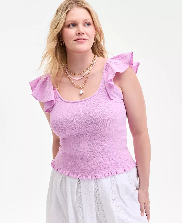 Женская блузка из хлопкового муслина с присборенной кокеткой и рукавами-крылышками On 34th, фиолетовый
Женская блузка из хлопкового муслина с присборенной кокеткой и рукавами-крылышками On 34th, фиолетовый