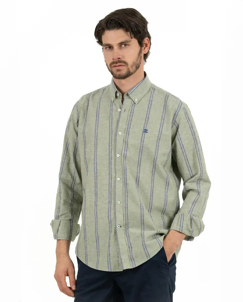 Мужская полосатая рубашка из хлопка, прямого кроя Makarthy, зеленый 
Мужская полосатая рубашка из хлопка, прямого кроя Makarthy, зеленый