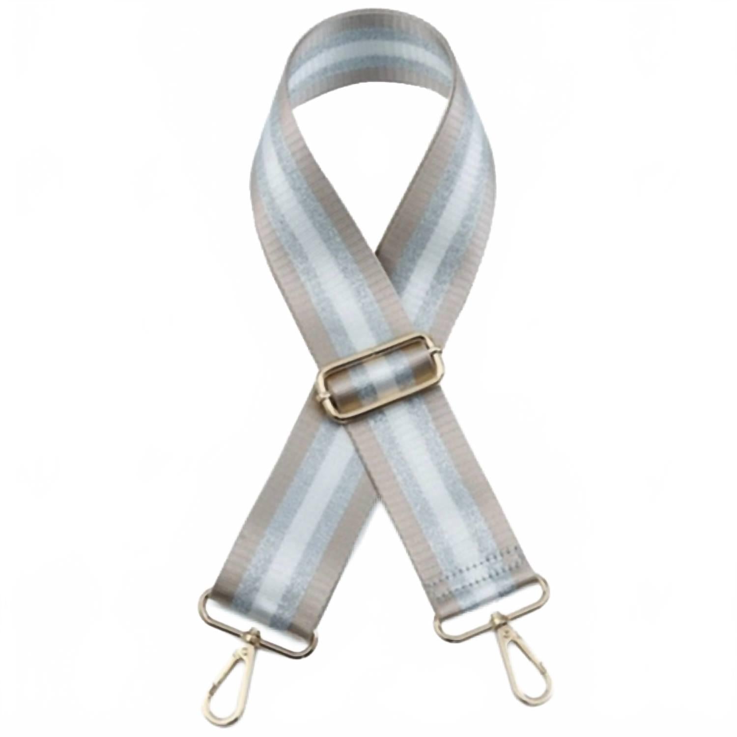 Полосатая регулируемая сумка через плечо с гитарным ремнем в цвете тауп-серебро Jen & Co.
Полосатая регулируемая сумка через плечо с гитарным ремнем в цвете тауп-серебро Jen & Co.