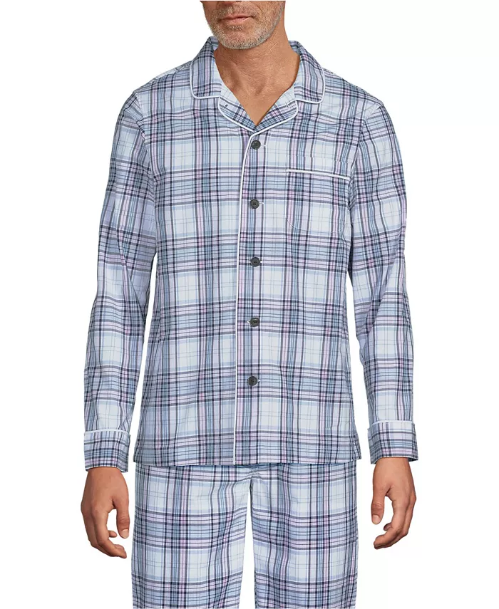 Мужская пижамная рубашка Essential Lands' End, синий 
Мужская пижамная рубашка Essential Lands' End, синий