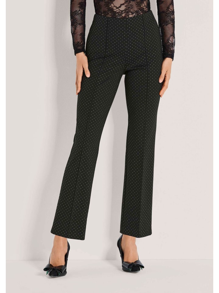 MADELEINE Блестящие широкие трикотажные брюки черно-серебристого цвета
MADELEINE Блестящие широкие трикотажные брюки черно-серебристого цвета