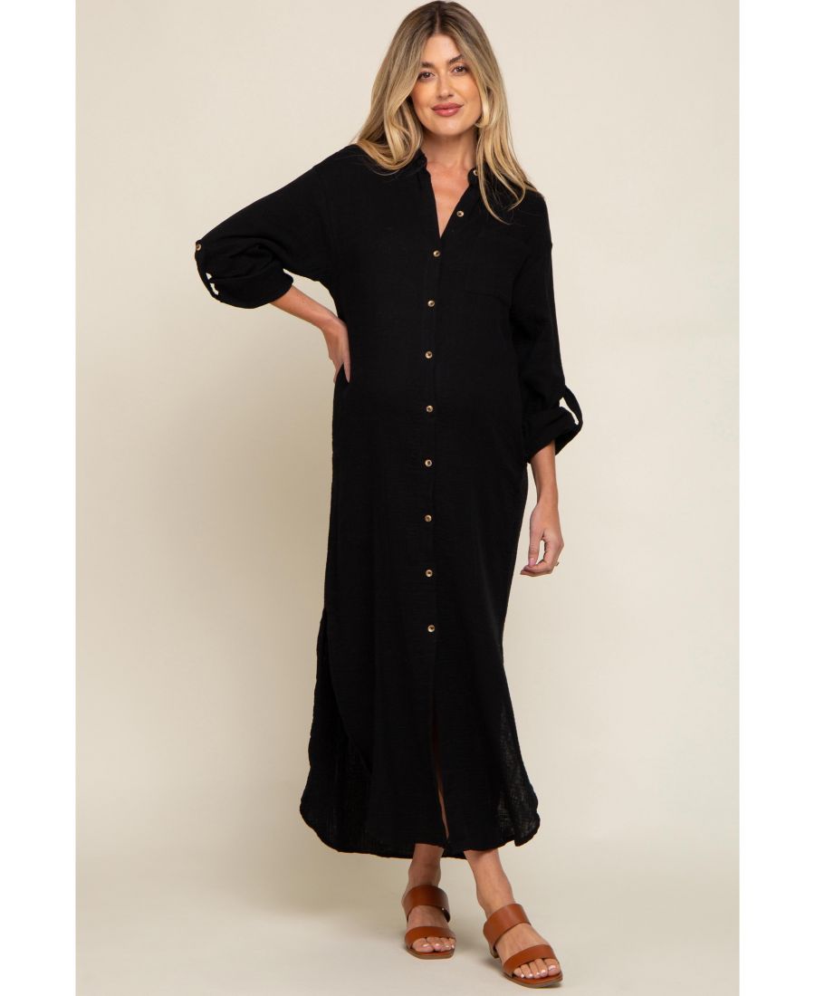 Черное миди-платье для беременных с рукавами 3/4 на пуговицах Pinkblush, Black
Черное миди-платье для беременных с рукавами 3/4 на пуговицах Pinkblush, Black