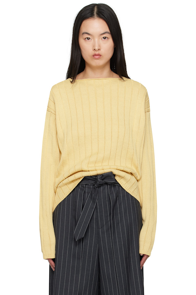 Пряжа с плоским шнуром свитер с лодочкой Auralee, желтый
Пряжа с плоским шнуром свитер с лодочкой Auralee, желтый