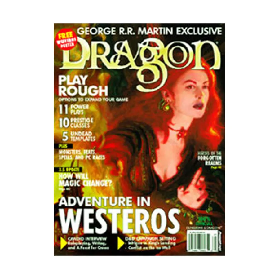 Журнал #307 "Adventure in Westeros & Poster, 10 Prestige Classes, Heroes of the Forgotten Realms", Dragon Magazine #301 - #359
Журнал #307 "Adventure in Westeros & Poster, 10 Prestige Classes, Heroes of the Forgotten Realms", Dragon Magazine #301 - #359