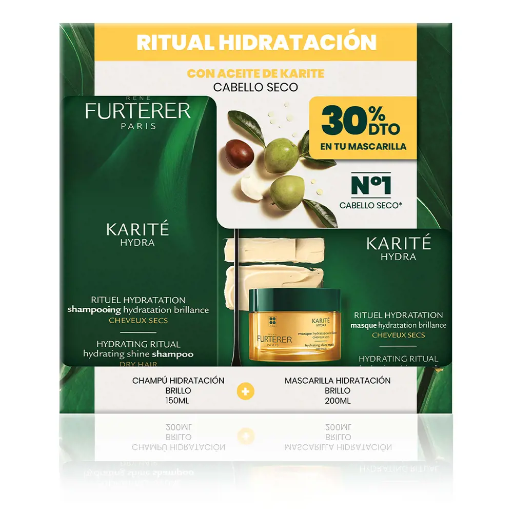 Шампунь Karité hydra champú hidratación + mascarilla estuche Rene Furterer, 2 шт.
Шампунь Karité hydra champú hidratación + mascarilla estuche Rene Furterer, 2 шт.
