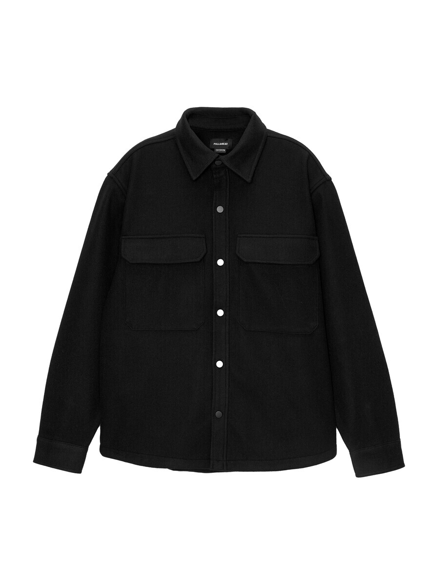 Повседневная рубашка Pull&Bear Comfort fit Button Up Shirt, черный 
Повседневная рубашка Pull&Bear Comfort fit Button Up Shirt, черный