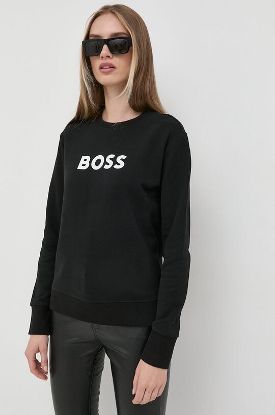 Хлопковая толстовка Boss, черный 
Хлопковая толстовка Boss, черный