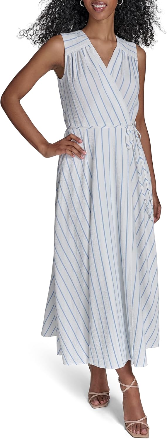 Женское повседневное платье Calvin Klein из газовой ткани в полоску с завязками на талии, Blue Multi
Женское повседневное платье Calvin Klein из газовой ткани в полоску с завязками на талии, Blue Multi