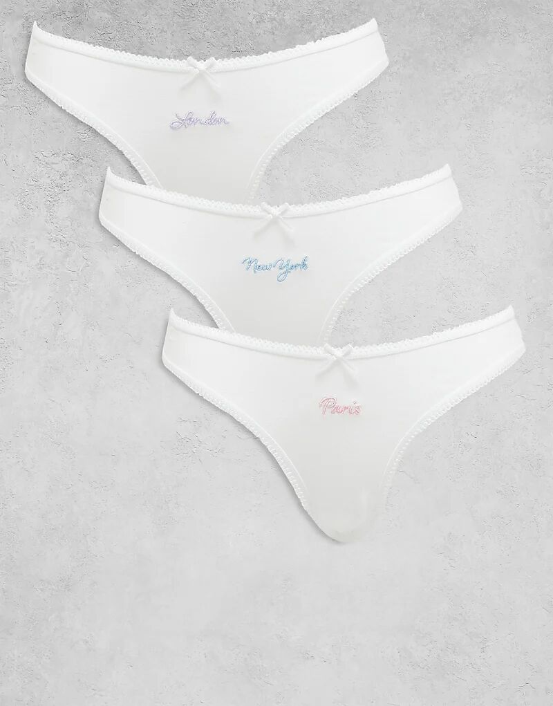 Комплект из 3 хлопковых трусов-бразильеров ASOS DESIGN с вышивкой и отделкой пико белого цвета
Комплект из 3 хлопковых трусов-бразильеров ASOS DESIGN с вышивкой и отделкой пико белого цвета