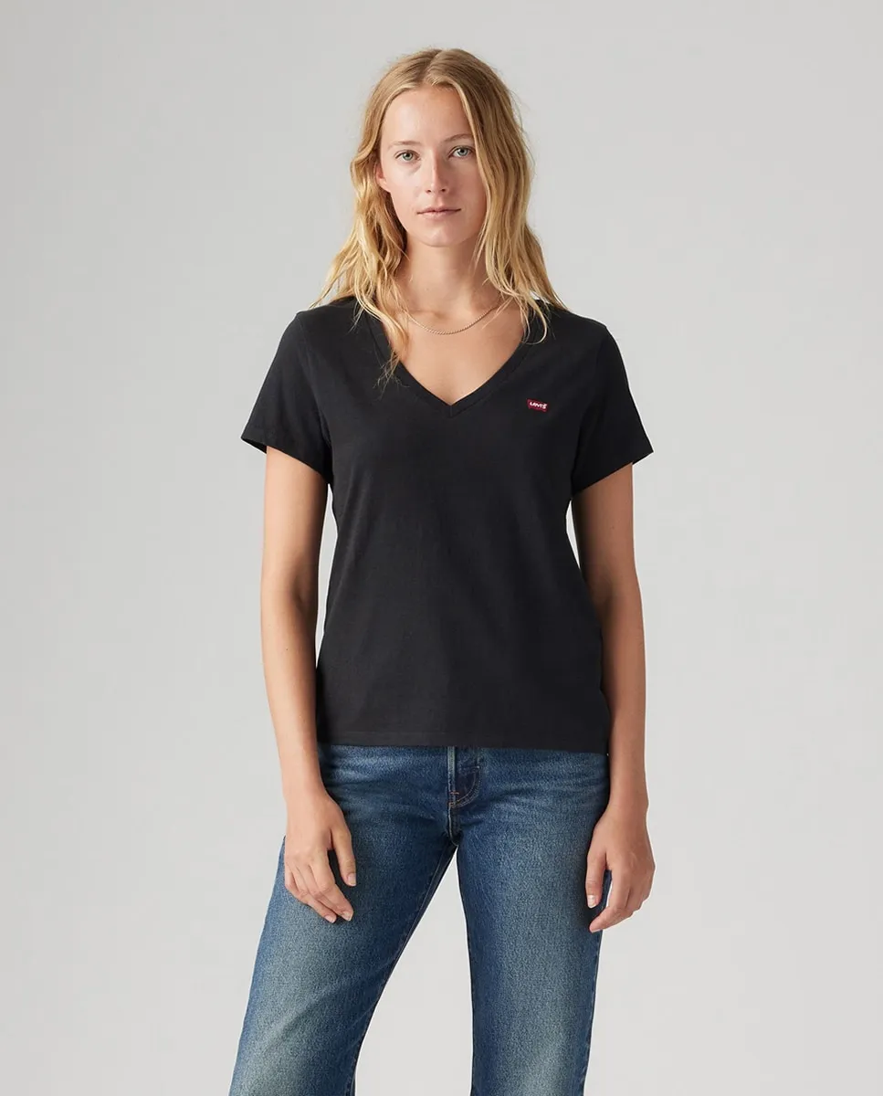 Женская футболка с коротким рукавом и V-образным вырезом Levi's, черный
Женская футболка с коротким рукавом и V-образным вырезом Levi's, черный