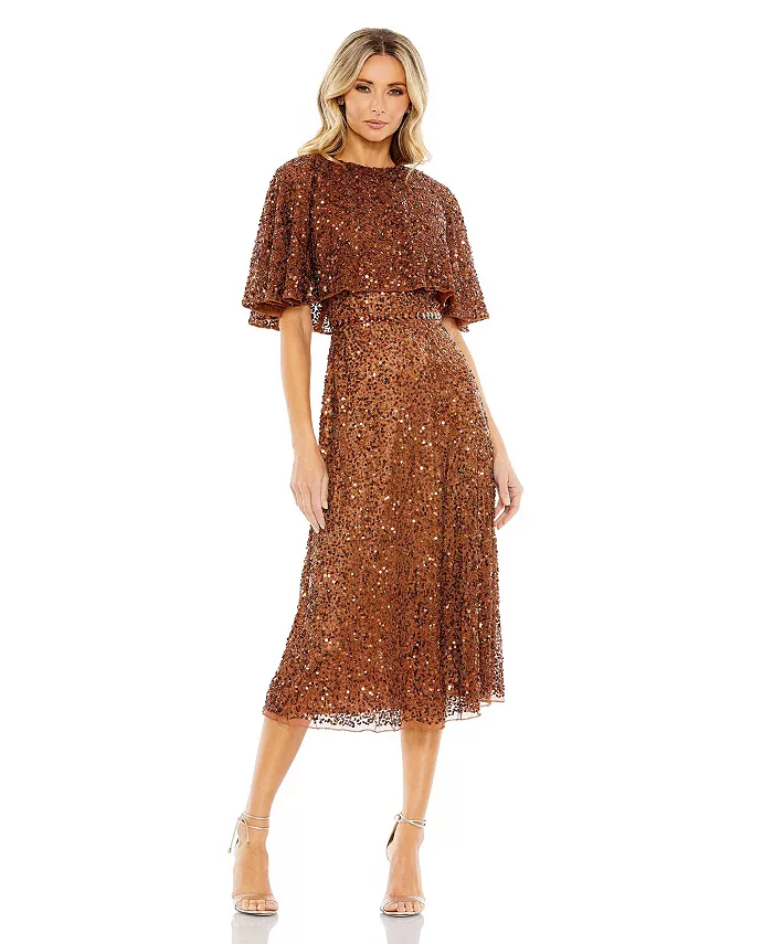 Женское платье-миди с накидкой и высоким воротником Embellished Cape Mac Duggal, золотой
Женское платье-миди с накидкой и высоким воротником Embellished Cape Mac Duggal, золотой