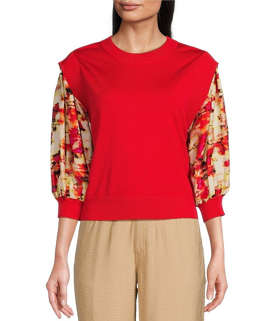 DKNY Атласный трикотажный топ с рукавами 3/4 и круглым вырезом, с рукавами 3/4, смешанная техника, красный
DKNY Атласный трикотажный топ с рукавами 3/4 и круглым вырезом, с рукавами 3/4, смешанная техника, красный
