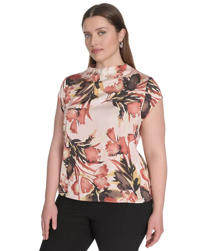 Топ размера плюс с принтом, воротником-стойкой и рукавами-крылышками Calvin Klein, розовый
Топ размера плюс с принтом, воротником-стойкой и рукавами-крылышками Calvin Klein, розовый