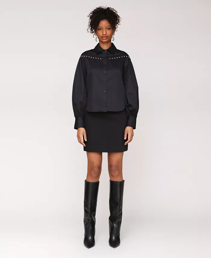 Женская рубашка с заклепками и рукавами-фонариками Avec Les Filles, черный
Женская рубашка с заклепками и рукавами-фонариками Avec Les Filles, черный