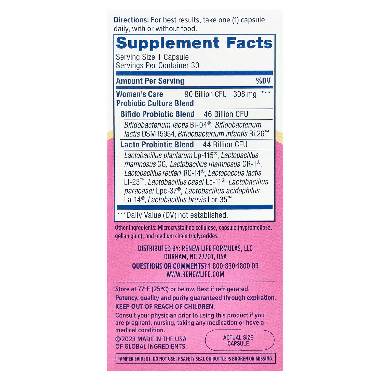 Renew Life Women's Wellness Женский уход Пробиотик, 30 капсул
Renew Life Women's Wellness Женский уход Пробиотик, 30 капсул