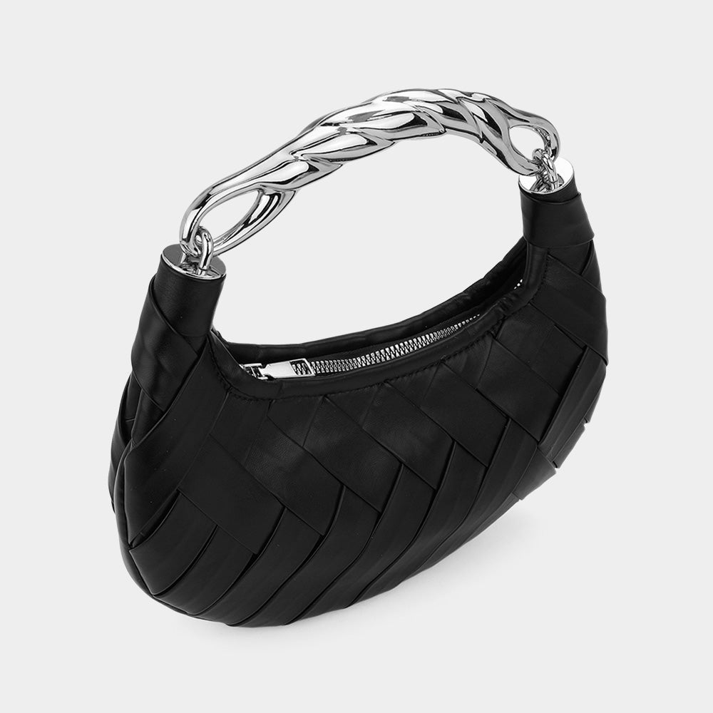 Искусственная кожаная сумочка-пельмень с плетеной металлической верхней ручкой и возможностью ношения через плечо FASHNZFAB, черный
Искусственная кожаная сумочка-пельмень с плетеной металлической верхней ручкой и возможностью ношения через плечо FASHNZFAB, черный