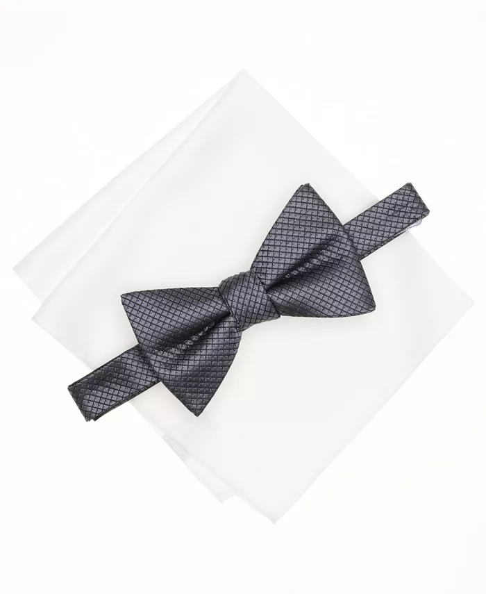 Мужской комплект из галстука-бабочки с мини-узором и однотонного нагрудного платка Alfani, серый
Мужской комплект из галстука-бабочки с мини-узором и однотонного нагрудного платка Alfani, серый