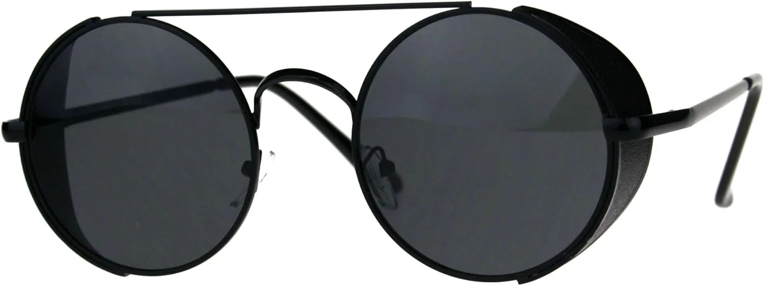 Солнцезащитные очки в стиле стимпанк с боковой защитой, круглым металлическим плоским верхом и переносицей, защита от УФ-излучения UV 400 PASTL, Black (Black)
Солнцезащитные очки в стиле стимпанк с боковой защитой, круглым металлическим плоским верхом и переносицей, защита от УФ-излучения UV 400 PASTL, Black (Black)