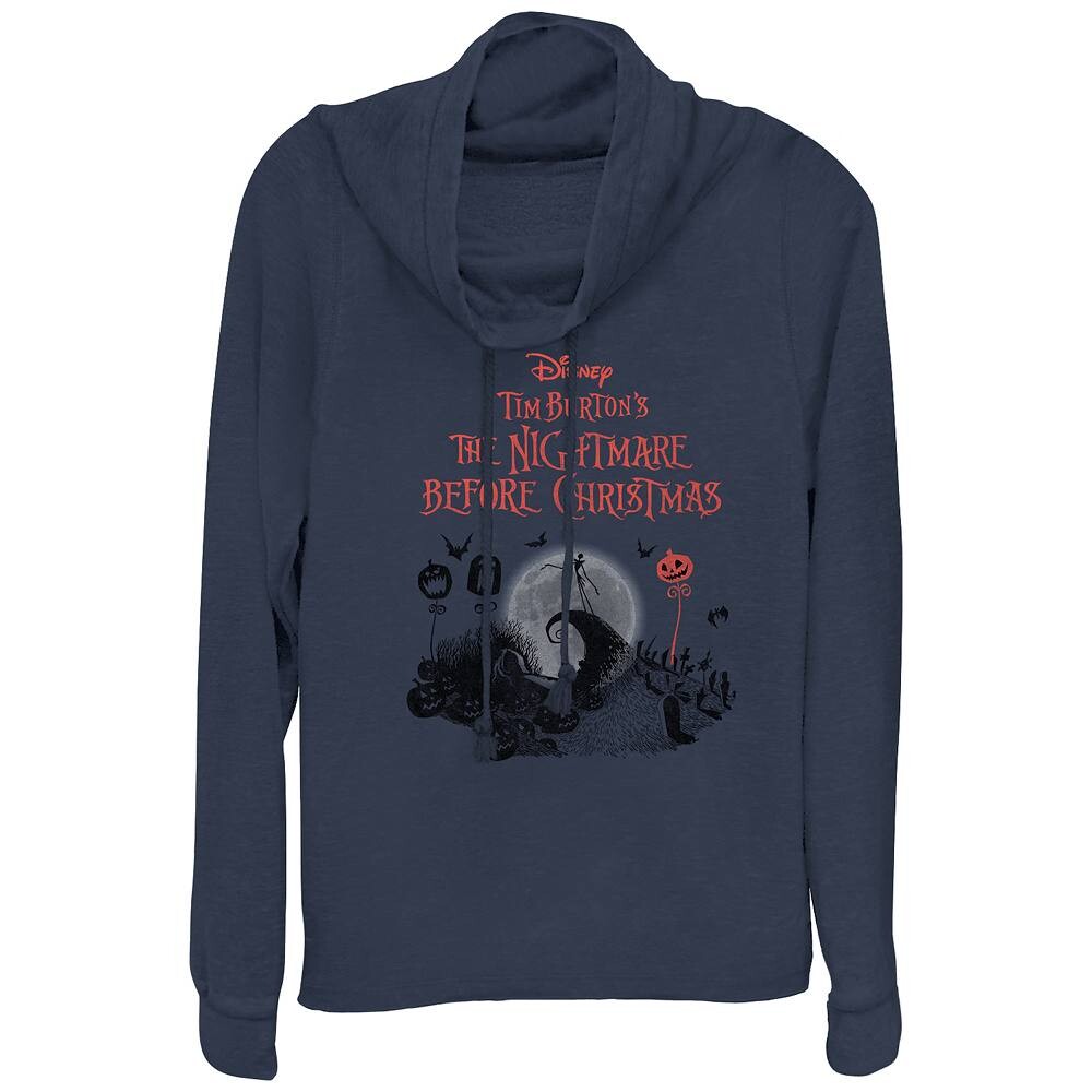 Disney's Кошмар перед Рождеством Хэллоуин Название Логотип Большой размер Вырез с капюшоном Графика Легкий Длинный рукав, темно-синий 
Disney's Кошмар перед Рождеством Хэллоуин Название Логотип Большой размер Вырез с капюшоном Графика Легкий Длинный рукав, темно-синий