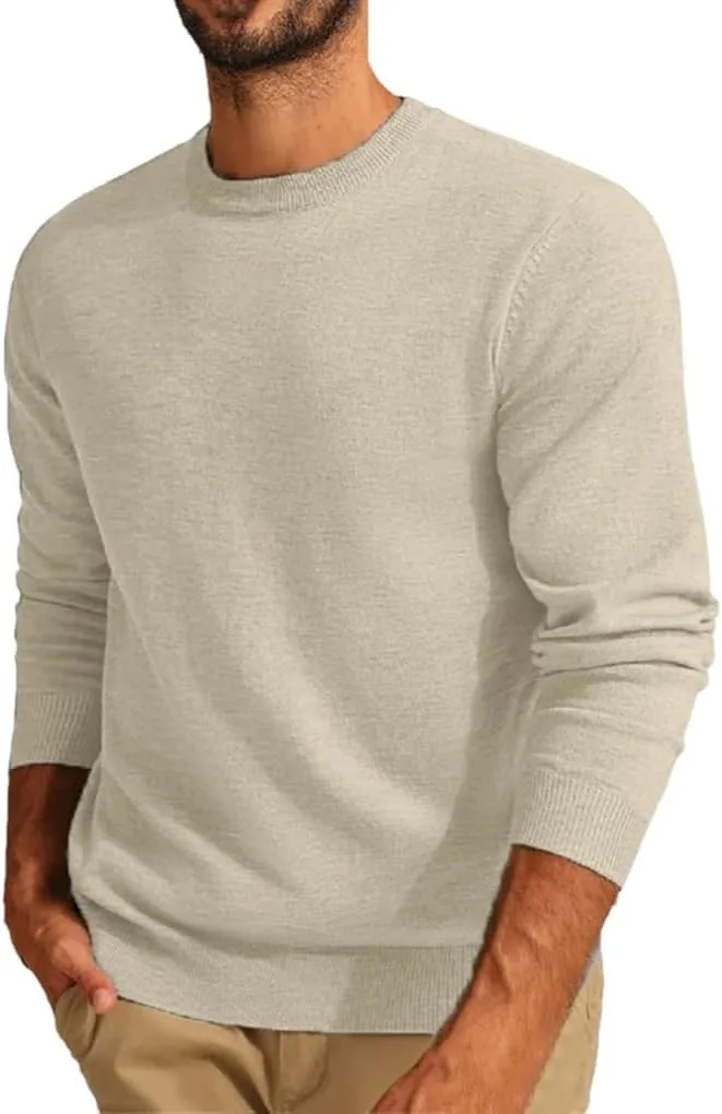 Мужской легкий вязаный свитер с круглым вырезом
Мужской легкий вязаный свитер с круглым вырезом