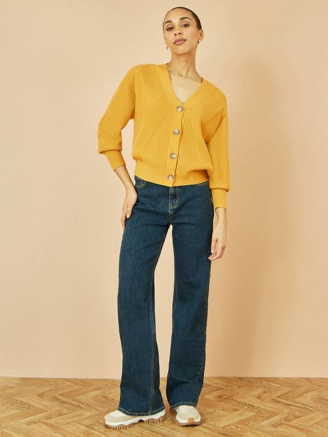 Кардиган с V-образным вырезом и рельефной вязкой свободного кроя Yumi, Mustard
Кардиган с V-образным вырезом и рельефной вязкой свободного кроя Yumi, Mustard