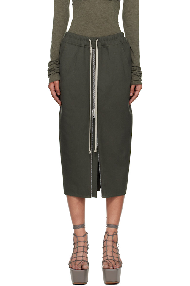 Rick Owens Короткая юбка-миди цвета хаки с застежкой-молнией
Rick Owens Короткая юбка-миди цвета хаки с застежкой-молнией