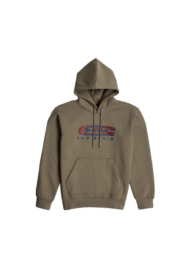 Толстовка с капюшоном из органического хлопка с логотипом Old Skool G-Star Raw, зеленый 
Толстовка с капюшоном из органического хлопка с логотипом Old Skool G-Star Raw, зеленый