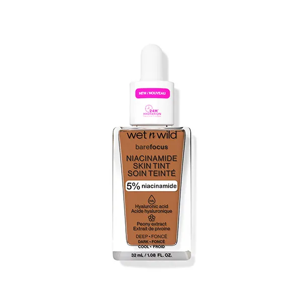 Составляют основу Bare Focus Niacinamide Skin Tint Wet N Wild, цвет deep 
Составляют основу Bare Focus Niacinamide Skin Tint Wet N Wild, цвет deep