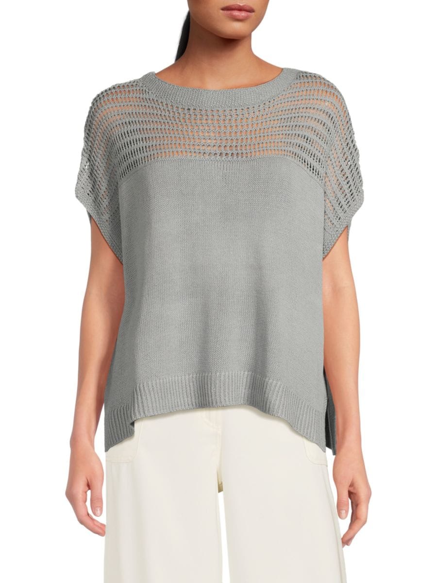 Свитер с короткими рукавами из льняной смеси и сетчатой кокеткой Max Studio, цвет Slate
Свитер с короткими рукавами из льняной смеси и сетчатой кокеткой Max Studio, цвет Slate