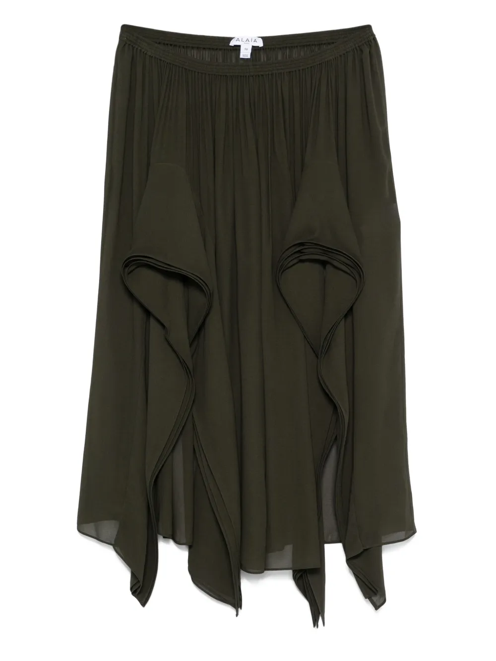 Брюки с оборками и драпировкой Alaïa, зеленый 
Брюки с оборками и драпировкой Alaïa, зеленый