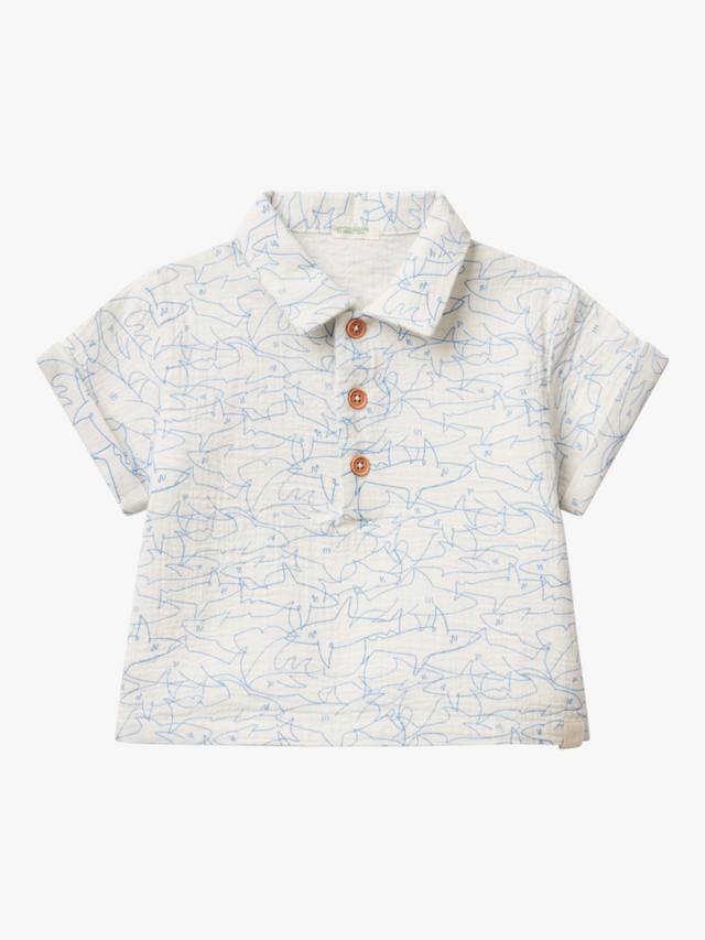 Детская хлопковая поло с принтом акулы Benetton, Off White
Детская хлопковая поло с принтом акулы Benetton, Off White