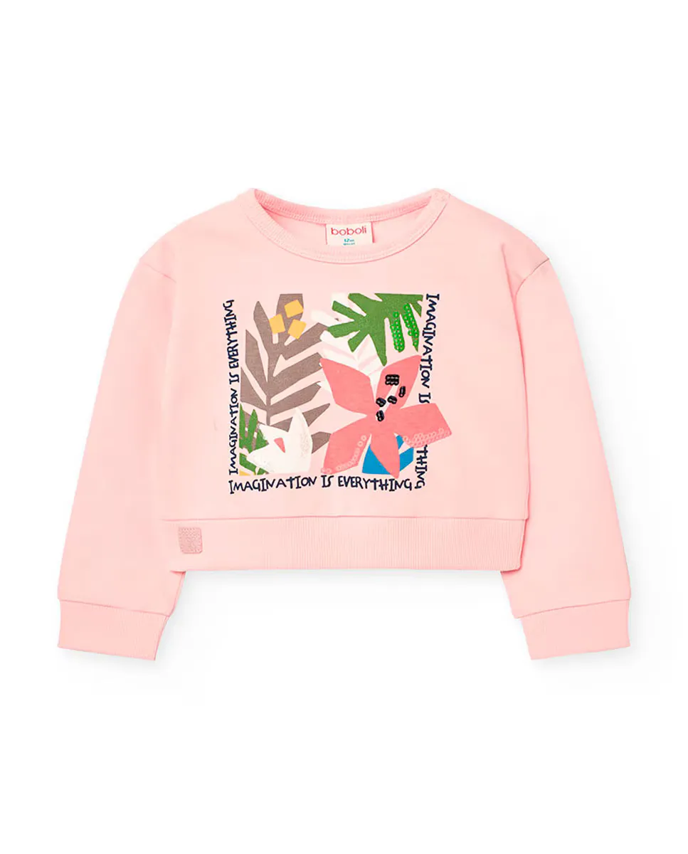 Детский свитшот для девочки 100% хлопок с принтом на груди Boboli, розовый
Детский свитшот для девочки 100% хлопок с принтом на груди Boboli, розовый