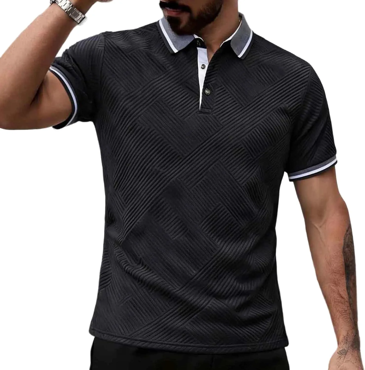 Мужская рубашка с воротником Casual Short Sleeve T-Shirt Basic Button Tee Texture Solid Color Slim Fit vrvtoov
Мужская рубашка с воротником Casual Short Sleeve T-Shirt Basic Button Tee Texture Solid Color Slim Fit vrvtoov