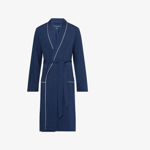 Халат Derek Rose с шалью-воротником из эластичного джерси, синий
Халат Derek Rose с шалью-воротником из эластичного джерси, синий