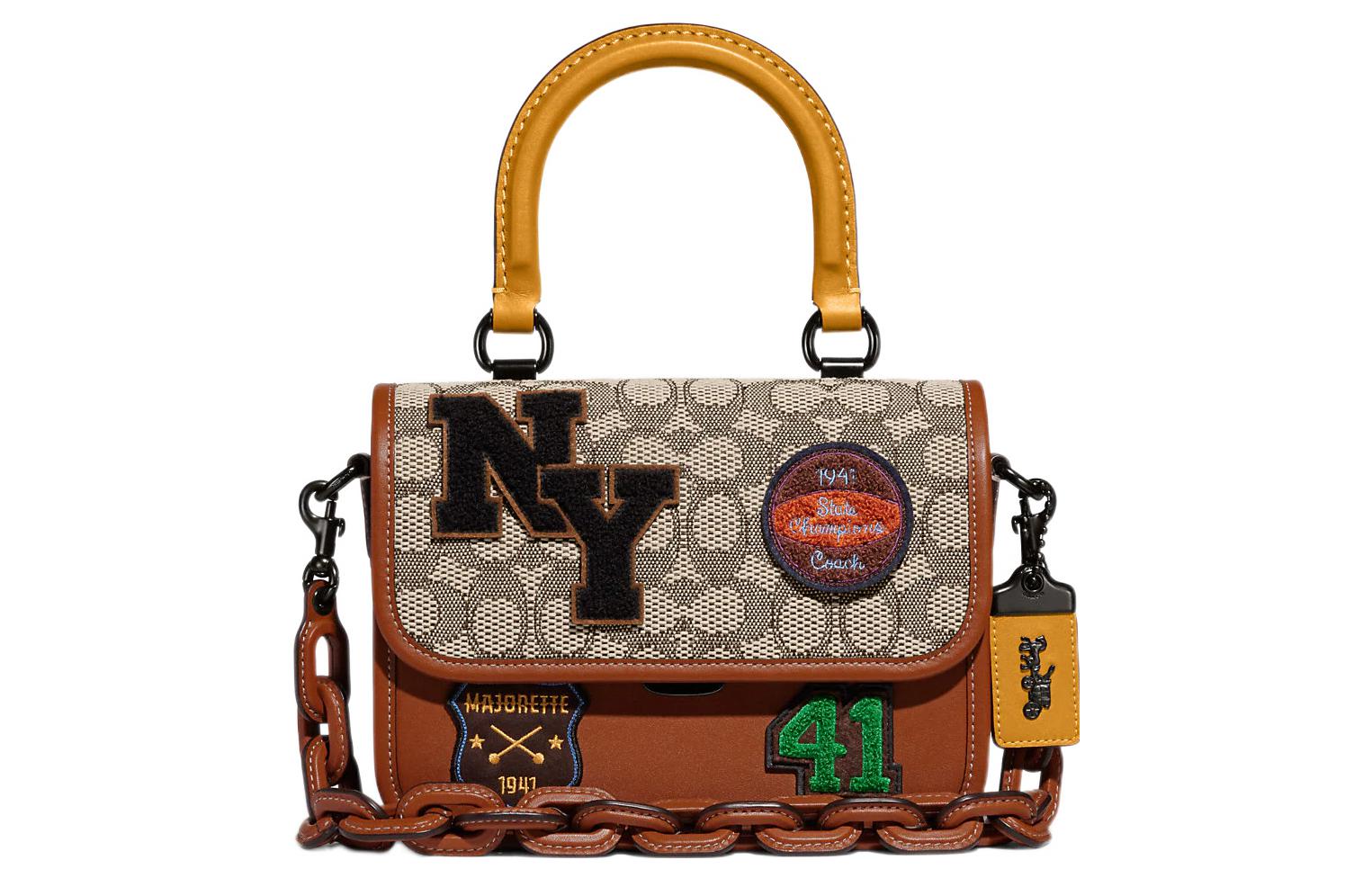 COACH Женская сумка через плечо из жаккардовой ткани с кожаными вставками
COACH Женская сумка через плечо из жаккардовой ткани с кожаными вставками