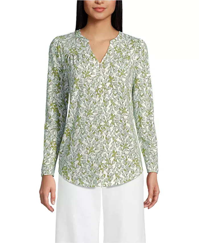 Женская легкая трикотажная туника с длинным рукавом и вырезом Lands' End, белый
Женская легкая трикотажная туника с длинным рукавом и вырезом Lands' End, белый