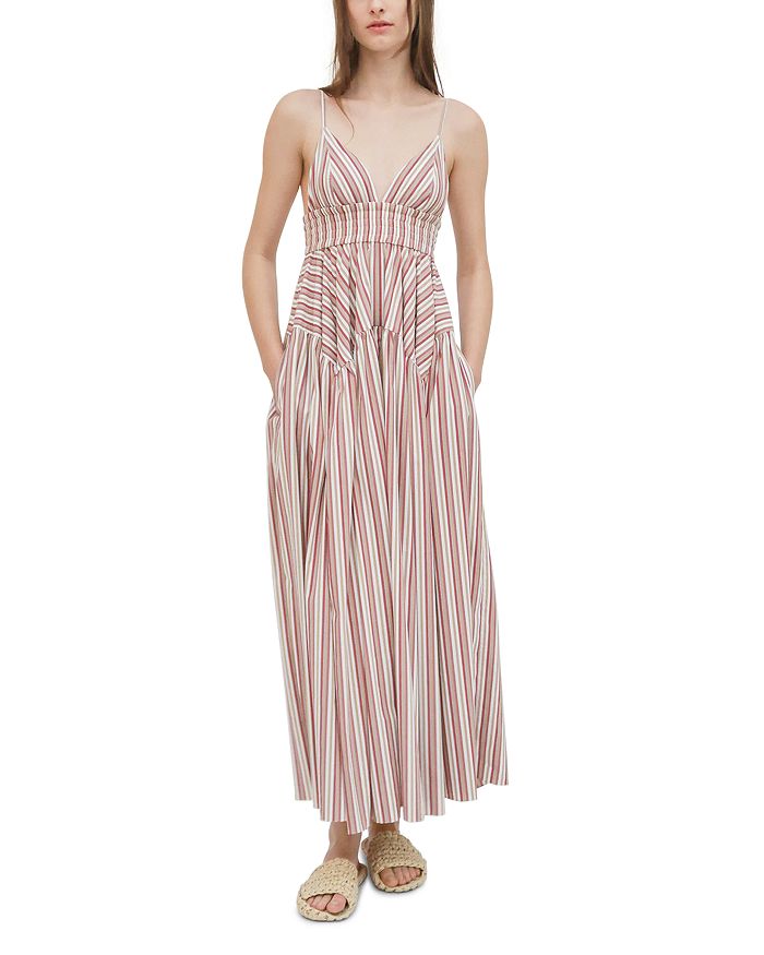 Полосатое макси-платье с V-образным вырезом Rosetta Getty, мультиколор 
Полосатое макси-платье с V-образным вырезом Rosetta Getty, мультиколор