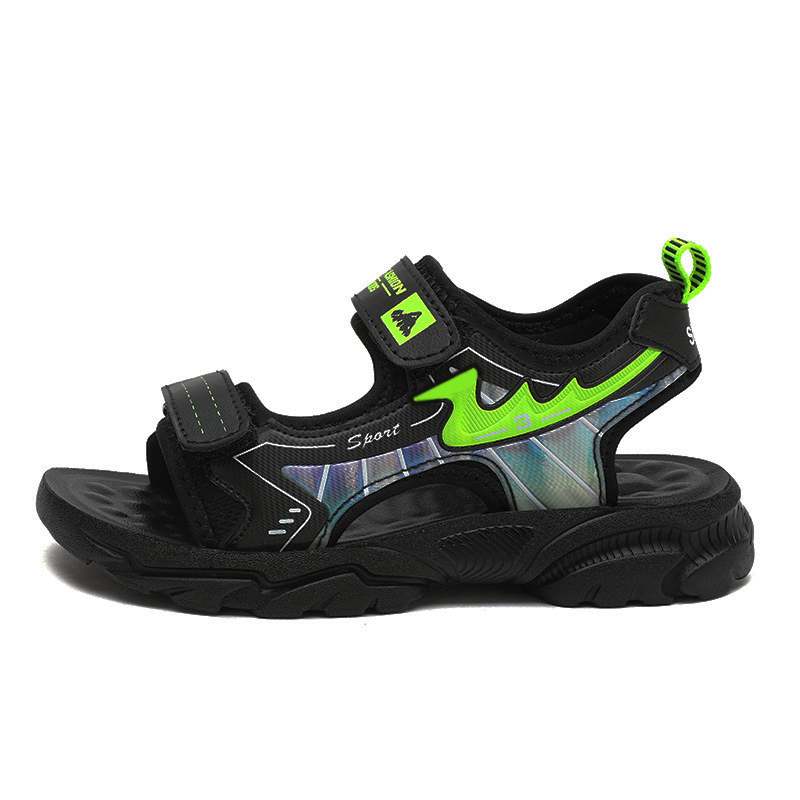 Детские сандалии из дышащей ткани, устойчивые к истиранию Bull charm, черный/зеленый 
Детские сандалии из дышащей ткани, устойчивые к истиранию Bull charm, черный/зеленый