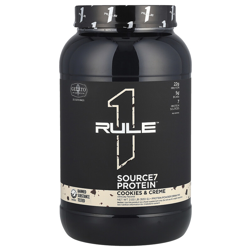Rule One Proteins, Source7, протеиновая смесь для приготовления напитка, печенье и крем, 920 г (2,03 фунта)
Rule One Proteins, Source7, протеиновая смесь для приготовления напитка, печенье и крем, 920 г (2,03 фунта)