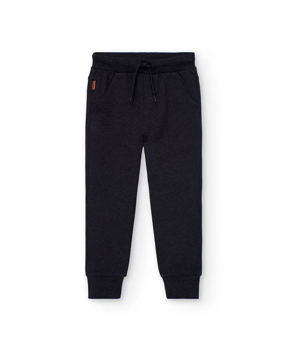 Детские брюки из флиса с резинкой на поясе Boboli, черный 
Детские брюки из флиса с резинкой на поясе Boboli, черный