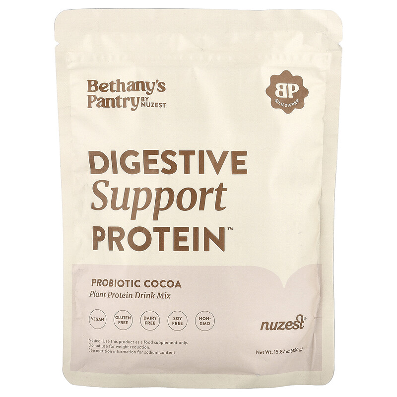Nuzest, Bethany's Pantry, Digestive Support Protein , пробиотик какао, 450 г (15,87 унции)
Nuzest, Bethany's Pantry, Digestive Support Protein , пробиотик какао, 450 г (15,87 унции)