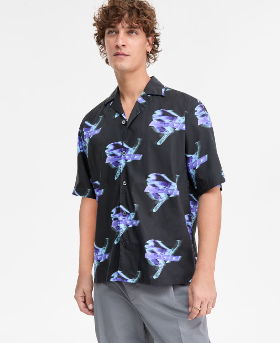 Рубашка Eligino с коротким рукавом, логотипом и пуговицами спереди, в стиле кэмп Hugo Boss, black
Рубашка Eligino с коротким рукавом, логотипом и пуговицами спереди, в стиле кэмп Hugo Boss, black