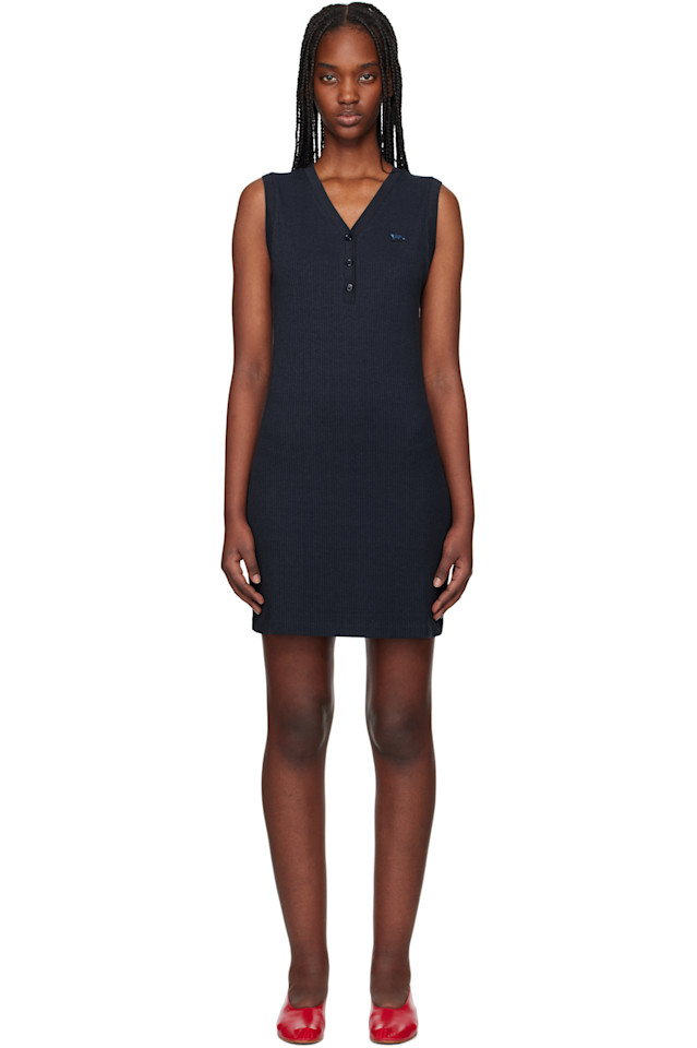 Мини-платье с ребрами и аппликацией лисенка Maison Kitsuné, синий
Мини-платье с ребрами и аппликацией лисенка Maison Kitsuné, синий