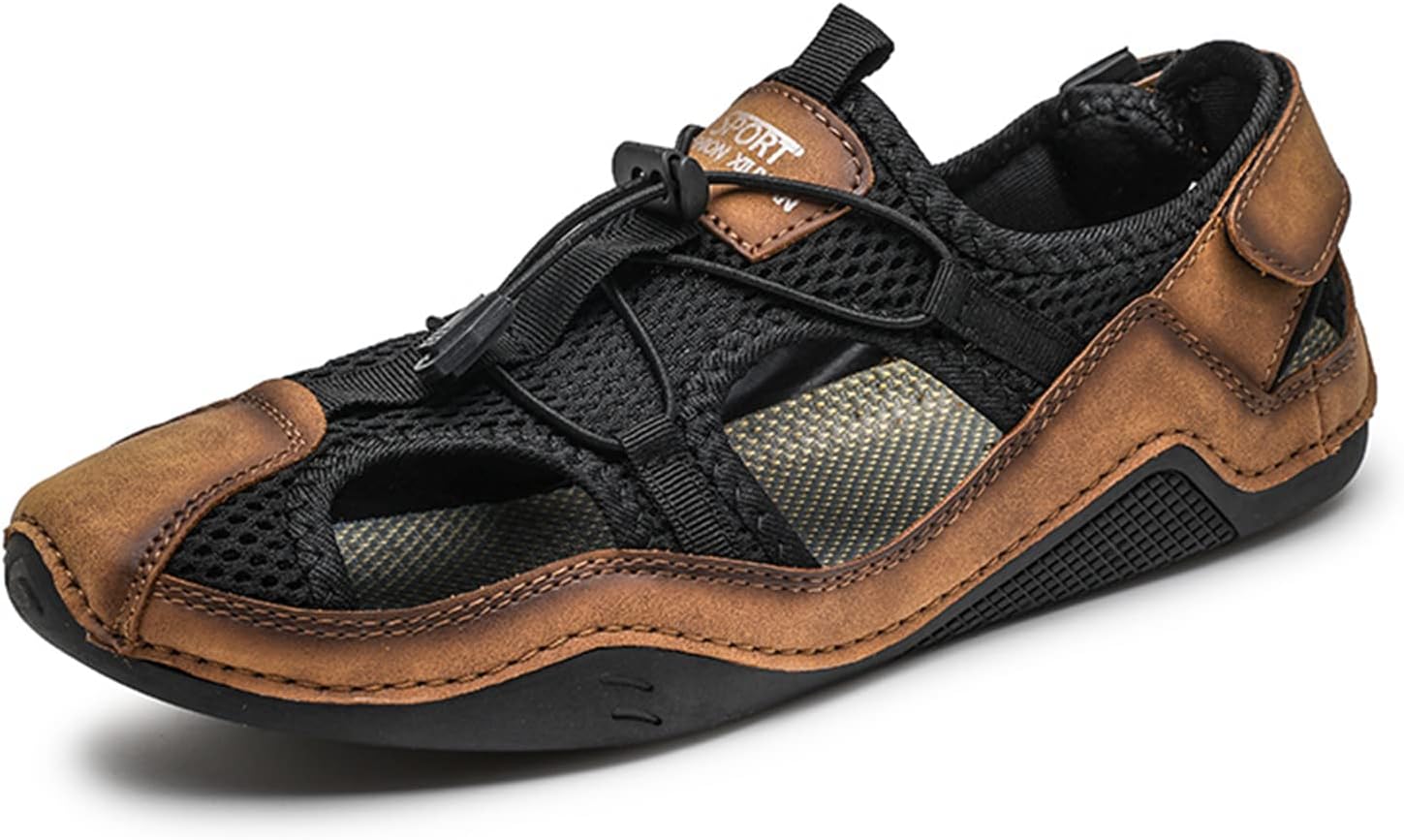 Мужские походные сандалии ручной работы из натуральной кожи, спортивные сандалии с закрытым носком для ходьбы, нескользящие, рыбацкие, пляжные и водные туфли Abborora, коричневый
Мужские походные сандалии ручной работы из натуральной кожи, спортивные сандалии с закрытым носком для ходьбы, нескользящие, рыбацкие, пляжные и водные туфли Abborora, коричневый