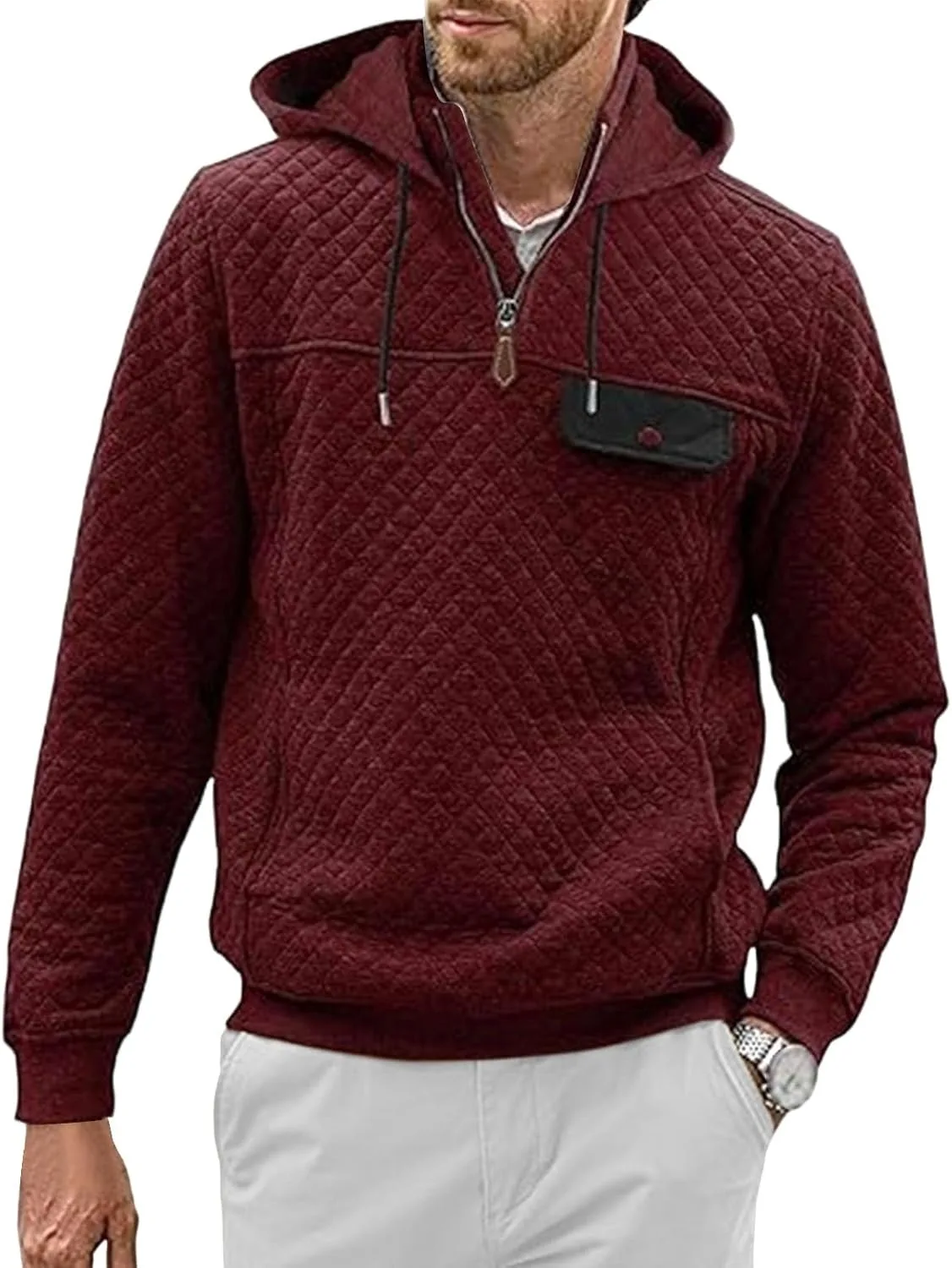 Мужская стеганая толстовка с капюшоном и четвертью молнии FUNRKLI
Мужская стеганая толстовка с капюшоном и четвертью молнии FUNRKLI